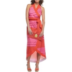 NWT MUD PIE Bag Lady "McCay Wrap " Sophia 3-Way Dress Size Medium, Pink & Orange